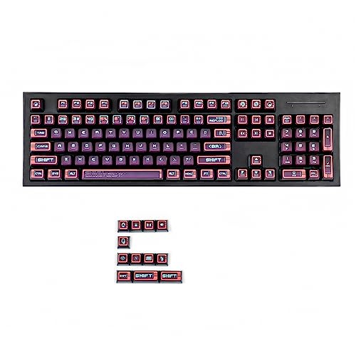 YMDK 116 Tasten Rot Cyber Stil Fünf Seiten Farbstoff Sub-PBT Pudding Hintergrundbeleuchtung Smoky Tastenkappen ASA Profil für MX Mechanische Tastatur 104 96 87 84 68 von YMDK