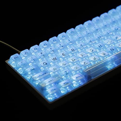 YMDK 131 Kristall-PC-Tastenkappen mit Hintergrundbeleuchtung, UV-Druck, MDA Profil, ähnelt dem OEM-Profil für mechanische MX Tastatur 104 96 87 84 68 64 61 von YMDK