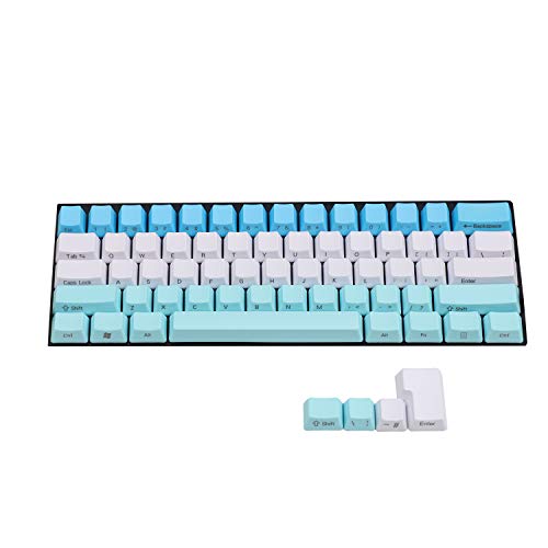 YMDK Blau Weiß Rot gemischte 104 87 61 Tasten Seitendruck Dicke PBT OEM Profil Tastenkappen für MX Standard 104 TKL 61 mechanische Tastatur (61 blau weiß) (nur Tastenkappe) von YMDK