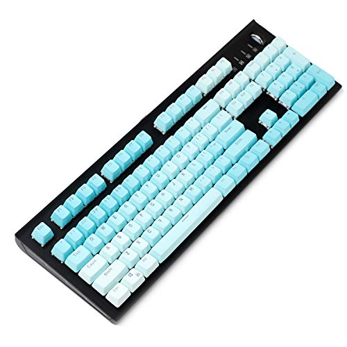 YMDK Double Shot 104 gefärbtes PBT Shine Through Keyset OEM Profil Keycap Set für Cherry MX Switches mechanische Tastatur 104 87 61, blauer Farbverlauf (nur Tastenkappe) von YMDK