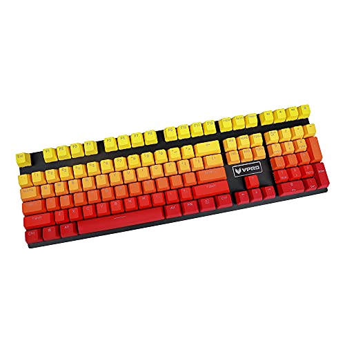 YMDK Double Shot 108 gefärbtes PBT Shine Through OEM Profil Rainbow Carbon Sunset Tastenkappe für MX Switches Mechanische Tastatur (nur Tastenkappe) (gelber roter Farbverlauf) von YMDK