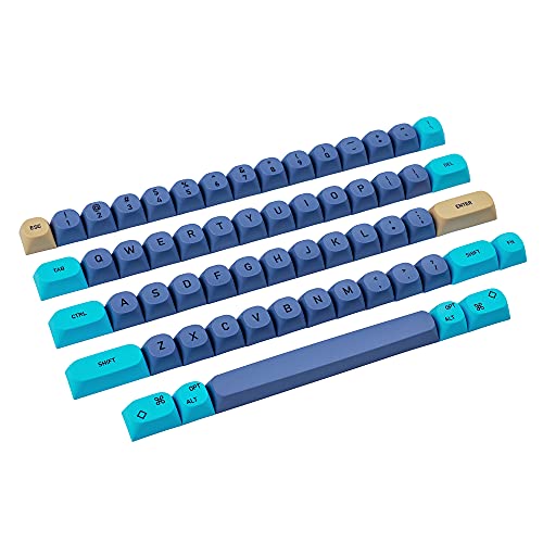 YMDK MA Dye Sub Co2 gravierte dicke PBT-Tastenkappen für mechanische Tastatur im HHKB-Stil, ähnlich wie XDA-Tastenkappen, Blau / Weiß / Schwarz (blaue Katze mit Farbstoff) von YMDK