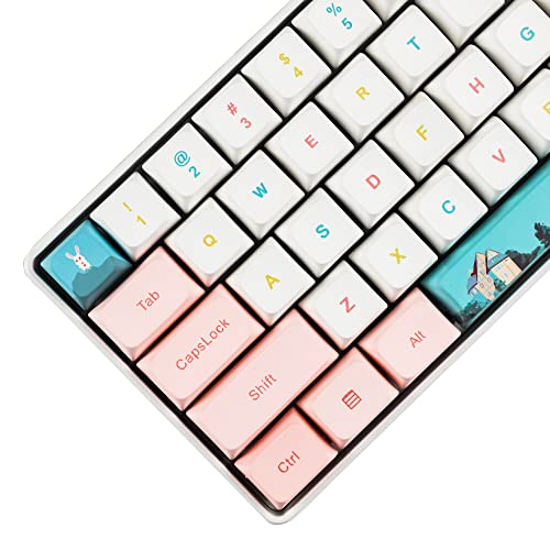 YMDK PBT Tastenkappen ZDA ähnlich XDA Tastenkappe Farbstoff Sub für ANSI ISO MX Tastatur 104 87 GK61 96 84 GK64 68 Tastenkappen (132 Rabbit Elite) von YMDK