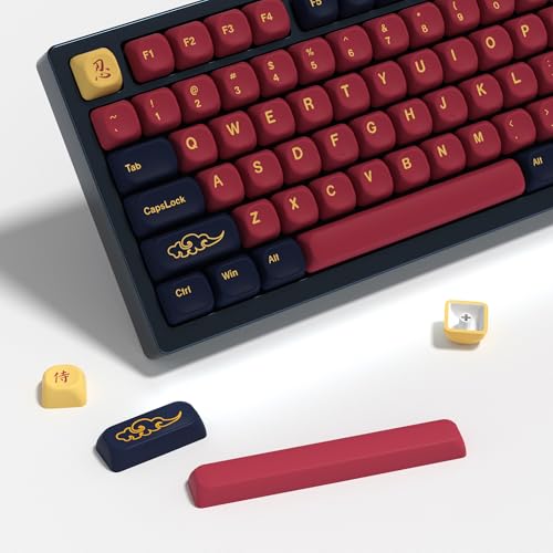 YMKPVR KBDiy Rote Samurai-Tastenkappen, 60 % KOA-Profil, fünf Seiten, Farbstoff-Sublimation, PBT-Retro-Tastenkappen, 131 Tasten, Kappen-Set für Cherry Gateron MX-Schalter, mechanische Tastaturen YMKPVR KBDiy Rote Samurai-Tastenkappen, 60 % KOA-Profil, fünf Seiten, Farbstoff-Sublimation, PBT-Retro-Tastenkappen, 131 Tasten, Kappen-Set für Cherry Gateron MX-Schalter, mechanische Tastaturen von YMKPVR