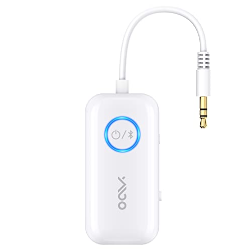 YMOO Bluetooth 5.3 Audio-Adapter für Bluetooth-Kopfhörer/-Lautsprecher/Flugreisen/TV/Handy, aptx niedrige Latenz, 3,5-mm-Klinke-Aux, Dual-Link für Zwei Kopfhörer, Zurücksetzen mit einem klick von YMOO