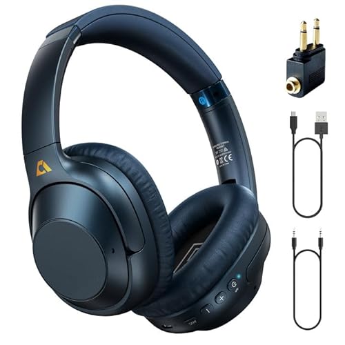 YMOO Over Ear Kopfhörer Bluetooth 5.2 Active Noise Cancelling für Flugzeug,75H HiFi Stereo Kopfhörer Kabellos Bluetooth mit Mikrofon, On Ear Kopfhörer für TV/PC/Handy mit Flight Adapter YMOO Over Ear Kopfhörer Bluetooth 5.2 Active Noise Cancelling für Flugzeug,75H HiFi Stereo Kopfhörer Kabellos Bluetooth mit Mikrofon, On Ear Kopfhörer für TV/PC/Handy mit Flight Adapter von YMOO