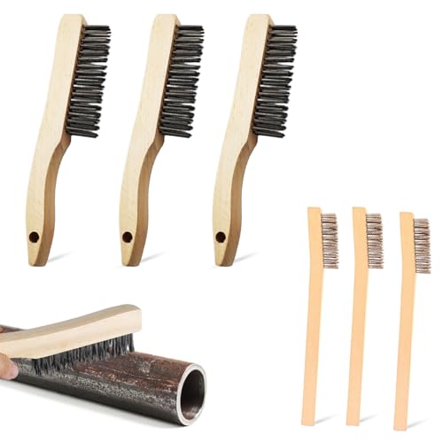 6 Stück Drahtbürsten Set, 3 Drahtbürste Klein Holzgriff 3 Groß Handdrahtbürstensatz Edelstahlbürste für Sauberen Metallteilen Grill Reinigung Schweißen Schlacke und Rost 6 Stück Drahtbürsten Set, 3 Drahtbürste Klein Holzgriff 3 Groß Handdrahtbürstensatz Edelstahlbürste für Sauberen Metallteilen Grill Reinigung Schweißen Schlacke und Rost von YMTWSRY