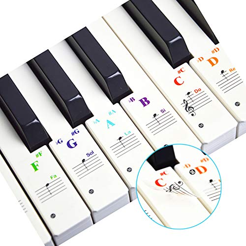 Klavieraufkleber, YMWALK farbige Klavier- oder Tastaturaufkleber für 88/61/49/37 Tastaturen, komplette transparente und abnehmbare Klaviertasten-Aufkleber für Kinder und Anfänger Klavieraufkleber, YMWALK farbige Klavier- oder Tastaturaufkleber für 88/61/49/37 Tastaturen, komplette transparente und abnehmbare Klaviertasten-Aufkleber für Kinder und Anfänger von YMWALK