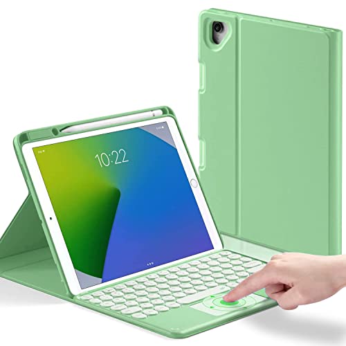 YMXuan Touchpad Tastatur-Hülle für iPad 9.7 Zoll (24.6 cm) (6. Generation 2018/5. Generation 2017), iPad Pro 9.7 Zoll (24.6 cm), iPad Air 2/1, Smart Cover, integrierter Stifthalter, Grün von YMXuan