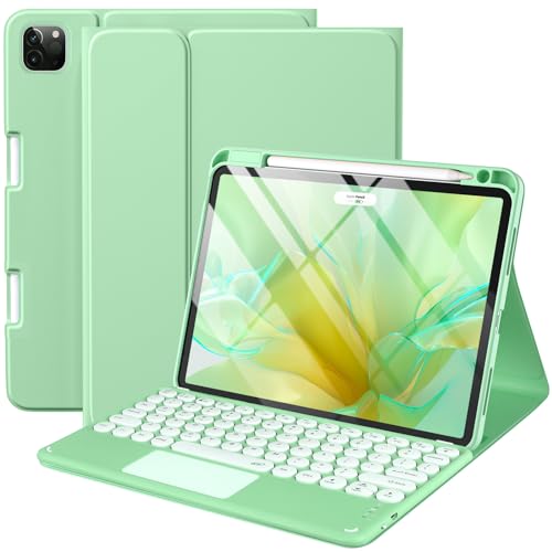YMXuan Touchpad Tastatur-Hülle für iPad Pro 11 Zoll 2021/2020/2018, abnehmbare kabellose Bluetooth-Tastatur mit Trackpad, intelligente Silikon-Abdeckung für iPad Pro 11 Zoll 3/2/1. Generation (Grün) von YMXuan