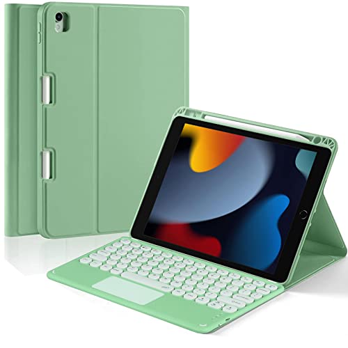 YMXuan Touchpad Tastaturhülle für iPad 10.2 9./8./7th Generation (2021/2020/2019), magnetisch abnehmbare kabellose Tastatur mit Trackpad für iPad Air 3/iPad Pro 10,5 Zoll, integrierter Stifthalter von YMXuan