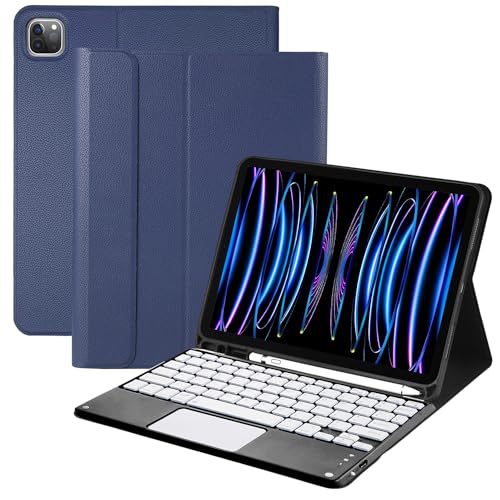 YMXuan Touchpad-Tastaturhülle für iPad Pro 11, magnetische, abnehmbare kabellose Tastatur mit Trackpad für iPad Pro 11, Blau von YMXuan