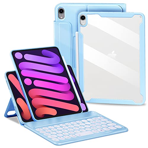 YMXuan iPad Mini 6 Keyboard Case 2021,Magnetic 360 Degree Rotation Inner Capsule,Removable Wireless Bluetooth Keyboard,Smart Cover with iPad Mini 6th Generation 8.3 inch (Blue) von YMXuan