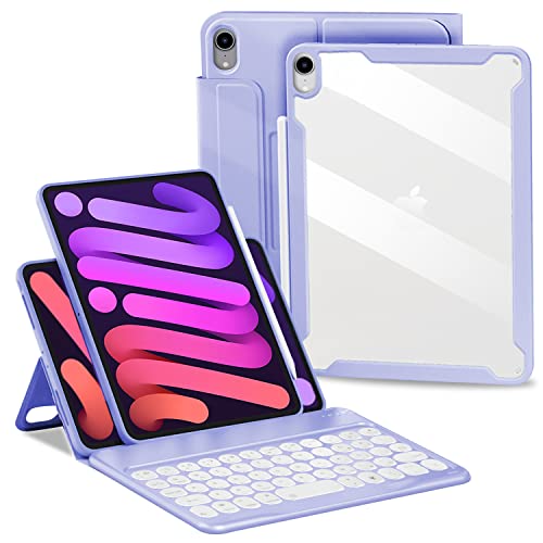 YMXuan iPad Mini 6 Keyboard Case 2021,Magnetic 360 Degree Rotation Inner Capsule,Removable Wireless Bluetooth Keyboard,Smart Cover with iPad Mini 6th Generation 8.3 inch (Purple) von YMXuan