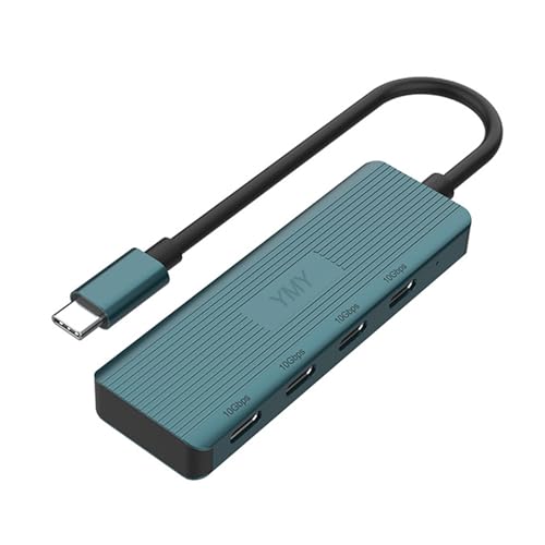 USB C 3.2 Gen 2 Hub, 4 Ports USB 3.2 Hub mit 4 USB-C 3.2 10Gbps Buchsen, kompatibel für MacBook Air/Pro, iMac, iPad Pro, Acer Aspire, HP Laptops, iPad Pro, iPhone 15/15 Pro Max und mehr (Grün) von YMY