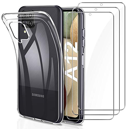 YNMEacc Klar Hülle für Samsung Galaxy A12 Hülle, [3 Stück] 9H Härte Schutzfolie + weiche Silikon Handyhülle Dünne klare TPU Case Schutzhülle für Samsung Galaxy A12 / M12 -Transparent von YNMEacc