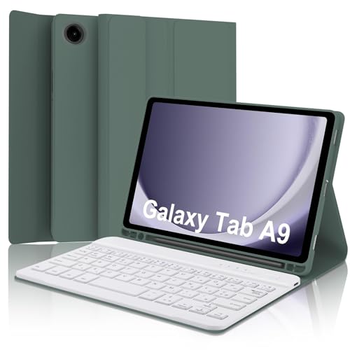 YNNHUDEEP Tastatur Samsung Galaxy Tab A9 8,7 Zoll 2023, Samsung Tab A9 Lte Tastatur, italienische Bluetooth-Tastatur, abnehmbar, für Samsung Galaxy Tab A9 2023 8,7 Zoll 2023, Dunkelgrün von YNNHUDEEP