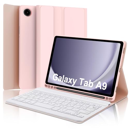 YNNHUDEEP Tastatur Samsung Galaxy Tab A9 8,7 Zoll 2023, Samsung Tab A9 Lte Tastatur, italienische Bluetooth-Tastatur, abnehmbare Tastatur für Samsung Galaxy Tab A9 2023 8,7 Zoll 2023, Rosa von YNNHUDEEP