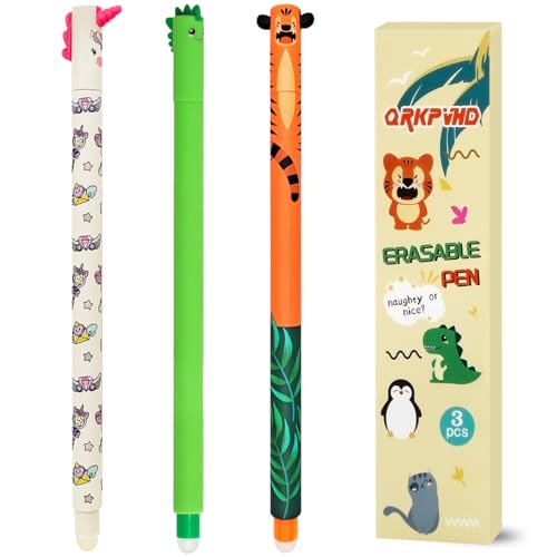 YNOUYRS Radierbaren Gelstiften - Set mit Gel-Radierstiften, Motive Tiere der Tinte, Mehrere Farben Temperaturempfindlich, Spitzendurchmesser 0,7 mm (Einhorn Dinosaurier Tiger) von YNOUYRS