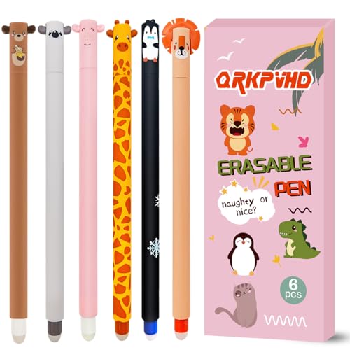 YNOUYRS Radierbaren Gelstiften - Set mit Gel-Radierstiften + PVC Tieraufnähern, Motive Tiere der Tinte, Mehrere Farben Temperaturempfindlich, Spitzendurchmesser 0,7 mm (6-B) von YNOUYRS