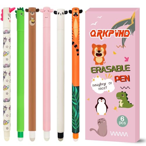 YNOUYRS Radierbaren Gelstiften - Set mit Gel-Radierstiften + PVC Tieraufnähern, Motive Tiere der Tinte, Mehrere Farben Temperaturempfindlich, Spitzendurchmesser 0,7 mm (6-C) von YNOUYRS