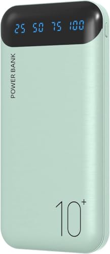 Power Bank 10000mAh Handy Tragbares Ladegerät Externer Akku Pack mit 2 USB 2.4A Ausgängen und USB C Eingang Kompatibel für Huawei iPhone 12 11 X iPad Samsung Galaxy S20 Android Tablette Mehr (Grün) von YOBON