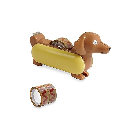 YOBRO Tier Klebebandspender Dackel Hotdog Stil, Mini Tier Schreibwaren für Zuhause Büro, Niedliche und Lustige Schreibtisch Zubehör Geschenk für Kinder Erwachsene von YOBRO