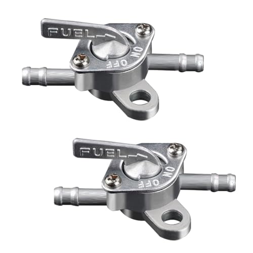 YOCDNOV 2 Stück Benzinhahn Schalter Kraftstofftank - Benzinhahn Schalter Benzinhahn Quad Schließfunktion Ölschalter 6 mm Inline Petrol Tap Universal für Moped Mofa Motorrad und Quad Silber von YOCDNOV