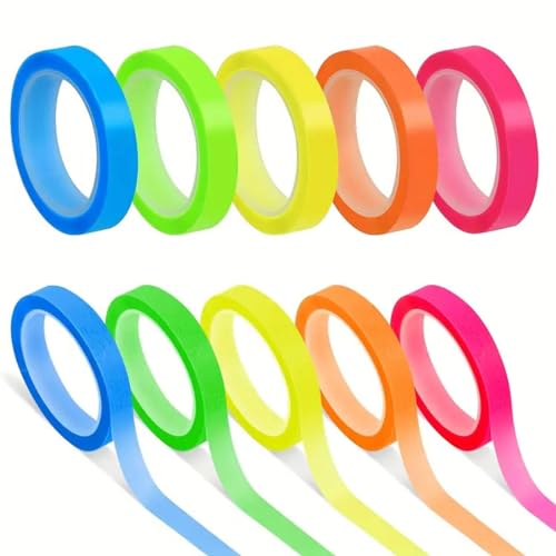 YOCDNOV 5 Rollen Haftnotizen- Transparente Haftnotizen Klebezettel, Highlight Strips, Fluoreszierende Haftstreifen, Klebezettel Klein,Für Schüler Lehrer Lesen Notizen Machen Im Unterricht(0,6cm X 5m) von YOCDNOV