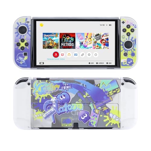 YOCORE Splatoon 3 Cute Cover Hülle Kompatibel mit Nintendo Switch OLED, Soft Touch Kawaii Schutzhülle, Anti-Rutsch Dockable Case mit Stoßdämpfung, Anti-Kratz-Design von YOCORE