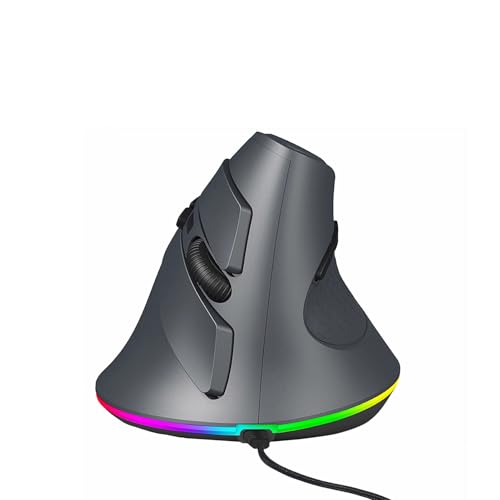 YOCUNKER USB Wired Vertical Mouse 11 RGB Backlight 7200 DPI Adjustable Ergonomic Optical Mouse 6 Buttons, Reduce Wrist Strain, Compatible with MacBook/PC/Laptop/Desktop/Windows/Mac OS (Gray) von YOCUNKER