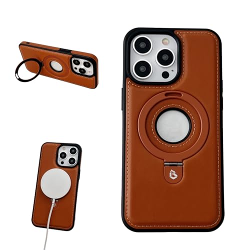 Luxurious Leather Invisible Stand for iPhone Case, Luxurious Leather Magnetic for iPhone Case with Invisible Stand, Zentric Phone Case for iPhone 15/14/13/12/11 Promax (for iPhone 14Promax,Brown) von YODAOLI