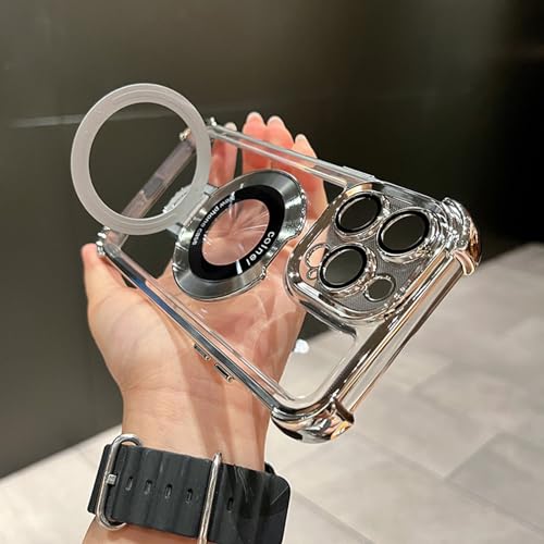 YODAOLI Airbag Anti-Fall for iPhone Case with Invisible Ring Stand, Airbag Phone Case, Four Corners Air Cushion Anti Drop Cell Phone Case for iPhone 15/14/13/12/11 ProMax (for iPhone 14Promax,Silver) von YODAOLI