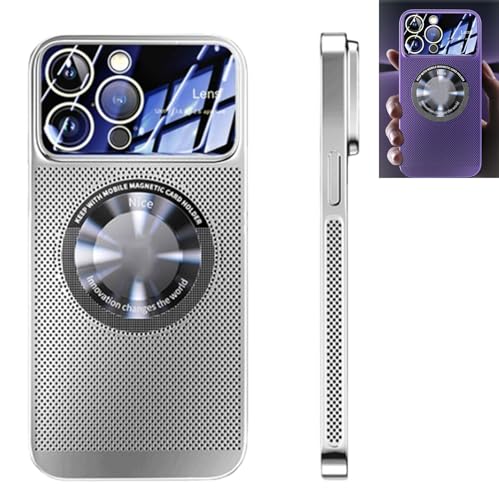 YODAOLI Electroplating Heat Dissipation Magnetic Large Window Phone Case, Electroplating Magnetic Heat Dissipation Phone Case for iPhone 16/15/14/13/12 Pro Max (for iPhone14plus,Silver) von YODAOLI
