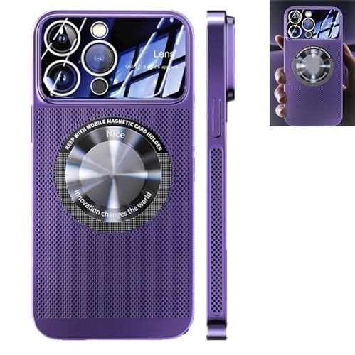 YODAOLI Electroplating Heat Dissipation Magnetic Large Window Phone Case, Electroplating Magnetic Heat Dissipation Phone Case for iPhone 16/15/14/13/12 Pro Max (for iPhone15plus,Purple) von YODAOLI