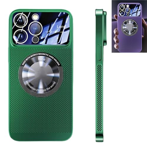 YODAOLI Electroplating Heat Dissipation Magnetic Large Window Phone Case, Electroplating Magnetic Heat Dissipation Phone Case for iPhone 16/15/14/13/12 Pro Max (for iPhone16,Green) von YODAOLI