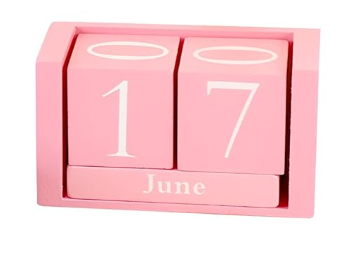 Pinker Holzblock-Schreibtischkalender, Lehrer-Schreibtischkalender, Büro-Heim-Desktop-Dekoration, Retro-Monats-Digital-Würfel-Display, ländliche Dekoration Pinker Holzblock-Schreibtischkalender, Lehrer-Schreibtischkalender, Büro-Heim-Desktop-Dekoration, Retro-Monats-Digital-Würfel-Display, ländliche Dekoration von YOFAN