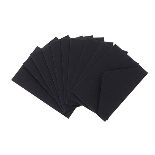 YOFO 50 Stück Mini-Kraft-Umschläge, Umschläge für Geschenkkarten, Danksagungen, Hochzeiten, Partys, Visitenkarten, kleine Teile, klassische Briefumschläge Schwarz von YOFO