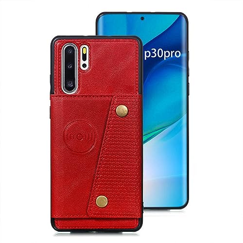 Kartenhalter-Brieftaschenhülle für Huawei P30 Pro P20 Lite 2019 Mate 40 30 20 Honor 9X 20 Lite Pro Leder-Kartensteckplatz-Rückseite, rot, für P30 Pro von YOGISU