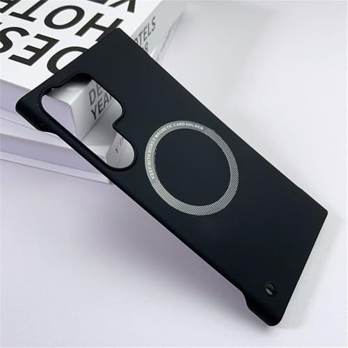 Rahmenlose magnetische Slim-Hülle für Samsung Galaxy S23 S24 Ultra S22 Plus S20 S21 FE Wireless Charge PC Hard Cover, Schwarz, Für Galaxy S23 Ultra von YOGISU