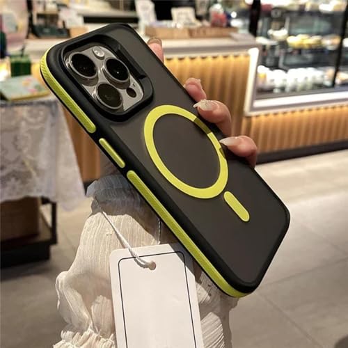 YOGISU Für iPhone 11PromaxLuxury Matte Bicolor Frame Phone Case Schutzhülle mit magnetischem Deckel (Für iPhone 11Promax/Gelb) von YOGISU