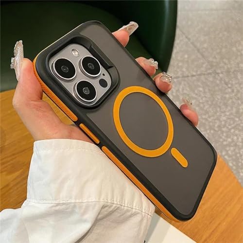 YOGISU Für iPhone 12, luxuriöse, Matte, zweifarbige Rahmen-Telefonhülle, magnetische Schutzhülle (für iPhone 12/Orange) von YOGISU