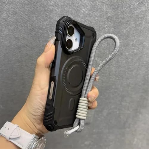 YOGISU Für iPhone 12 Luxus mit Lanyard-Panzerhülle, robuste Linsenhalter-Schutzhülle (für iPhone 12/Grau) von YOGISU