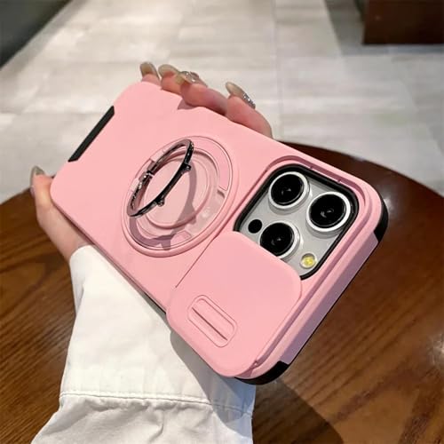YOGISU Für iPhone 12PromaxLuxury Wireless Charging Case Magnetische Ringhalterung Kameraabdeckung (Für iPhone 12Promax/Pink) von YOGISU
