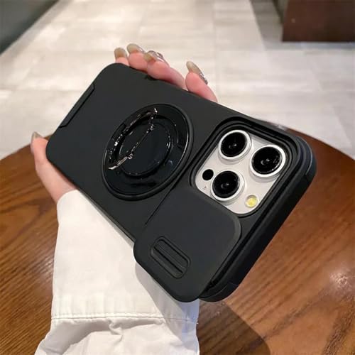 YOGISU Für iPhone 12PromaxLuxury Wireless Charging Case Magnetische Ringhalterung Kameraabdeckung (Für iPhone 12Promax/Schwarz) von YOGISU