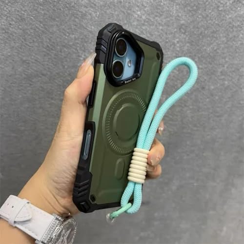 YOGISU Für iPhone 13ProLuxury mit Lanyard-Panzerhülle, robuste Linsenhalter-Schutzhülle (für iPhone 13Pro/Grün) von YOGISU