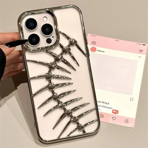 YOGISU Für iPhone 14 PlusLuxury Plating Hollow Phone Case Stoßfeste, Matte Wärmeableitungsabdeckung (Für iPhone 14 Plus/Plating Silver) von YOGISU