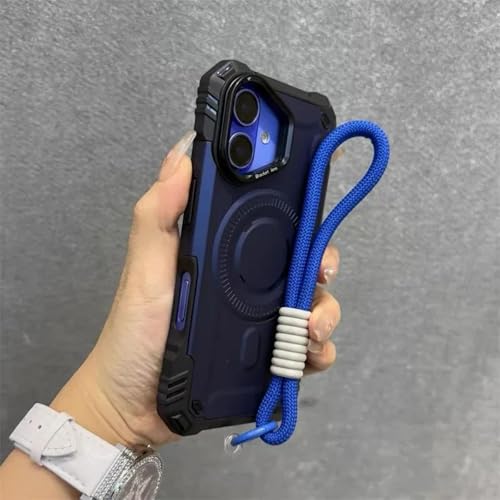 YOGISU Für iPhone 14PlusLuxury mit Lanyard-Panzerhülle, robuste Linsenhalter-Schutzhülle (für iPhone 14Plus/Blau) von YOGISU