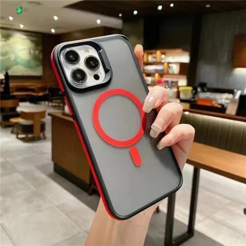 YOGISU Für iPhone 14ProLuxury Matte Bicolor Frame Handyhülle Magnetische Schutzhülle (Für iPhone 14Pro/Rot) von YOGISU
