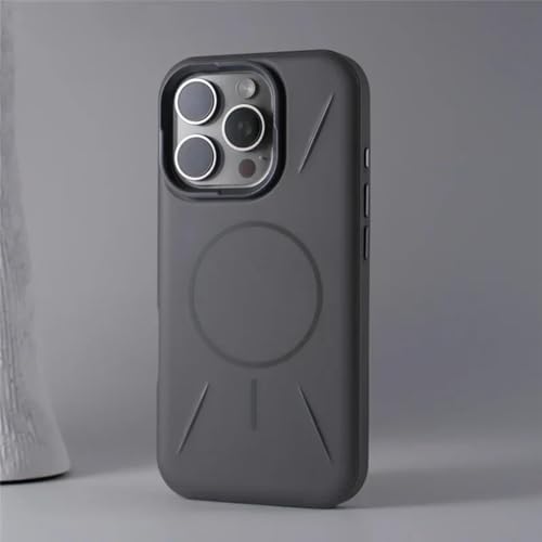 YOGISU Für iPhone 14ProMagnetic Wireless Charging Phone Case Matte Hybrid Stoßfeste Hartpanzerabdeckung (Für iPhone 14Pro/Grau) von YOGISU